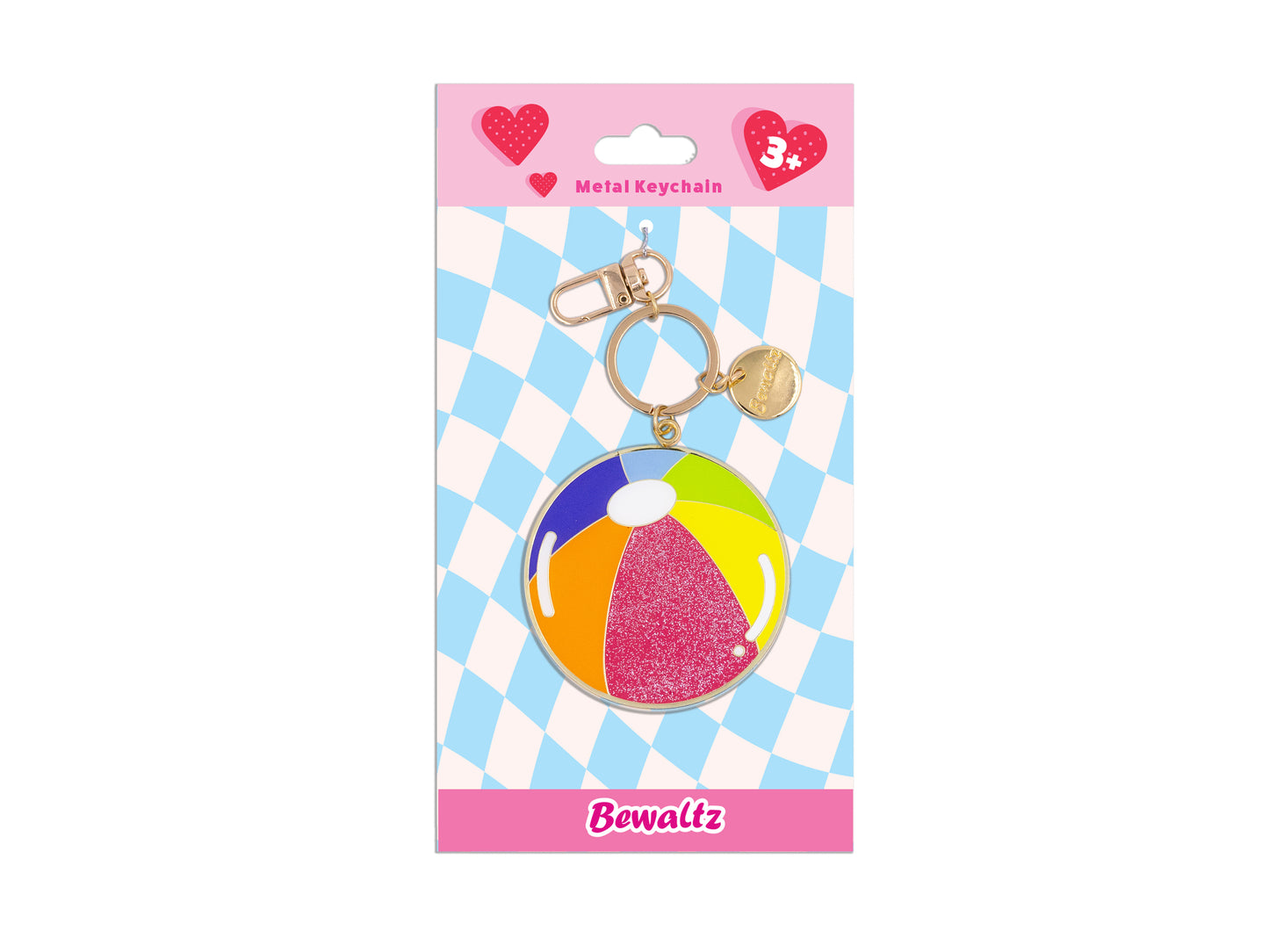 Glitter Metal Keychain-Beach Ball