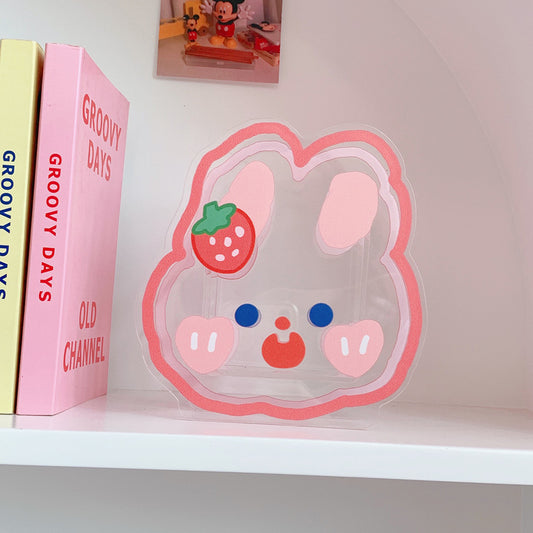 Clear Acrylic Pen Holder - Pink Bunny